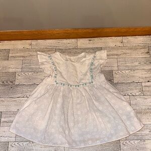 Pippa & Julie White Eyelet with Blue Trim - 3T